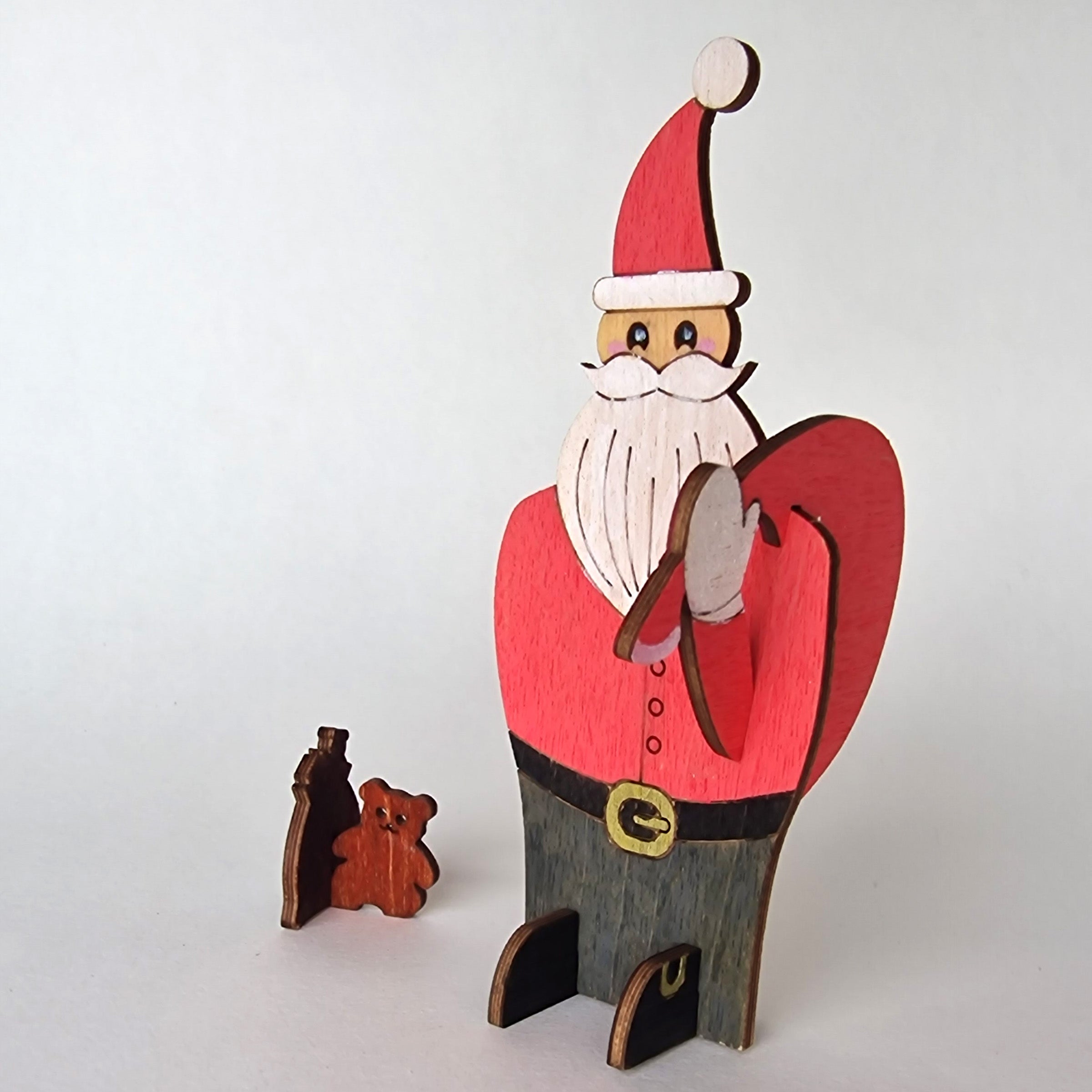 Wooden Santa Christmas model, eco-friendly clip-together holiday decoration