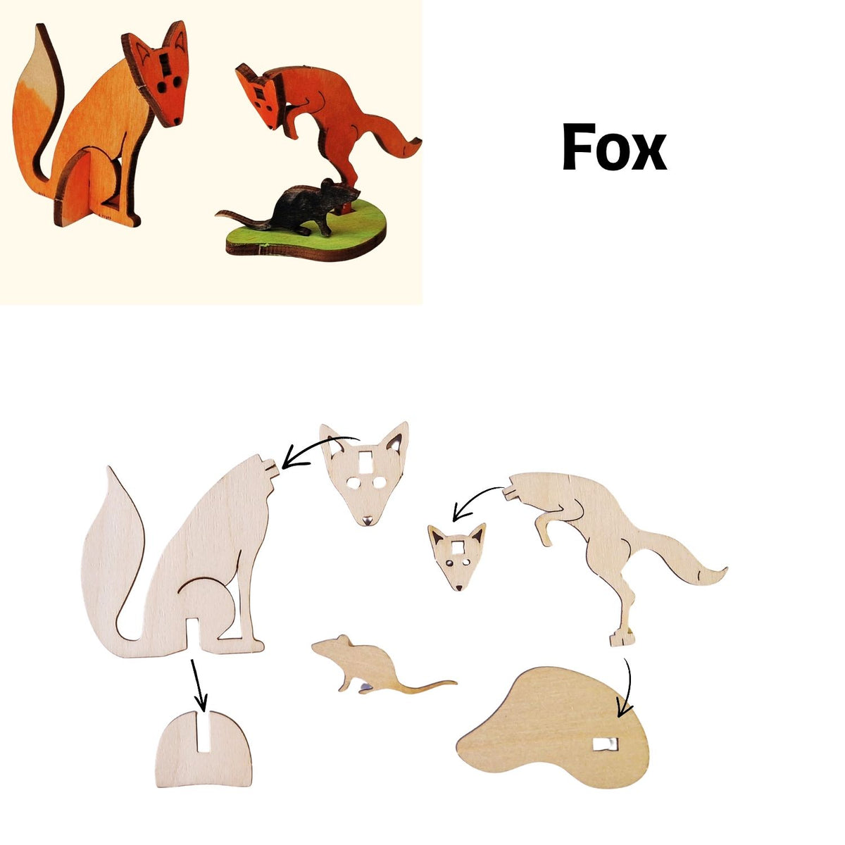 Assembly instructions for the Fox Wooden Craft Kit