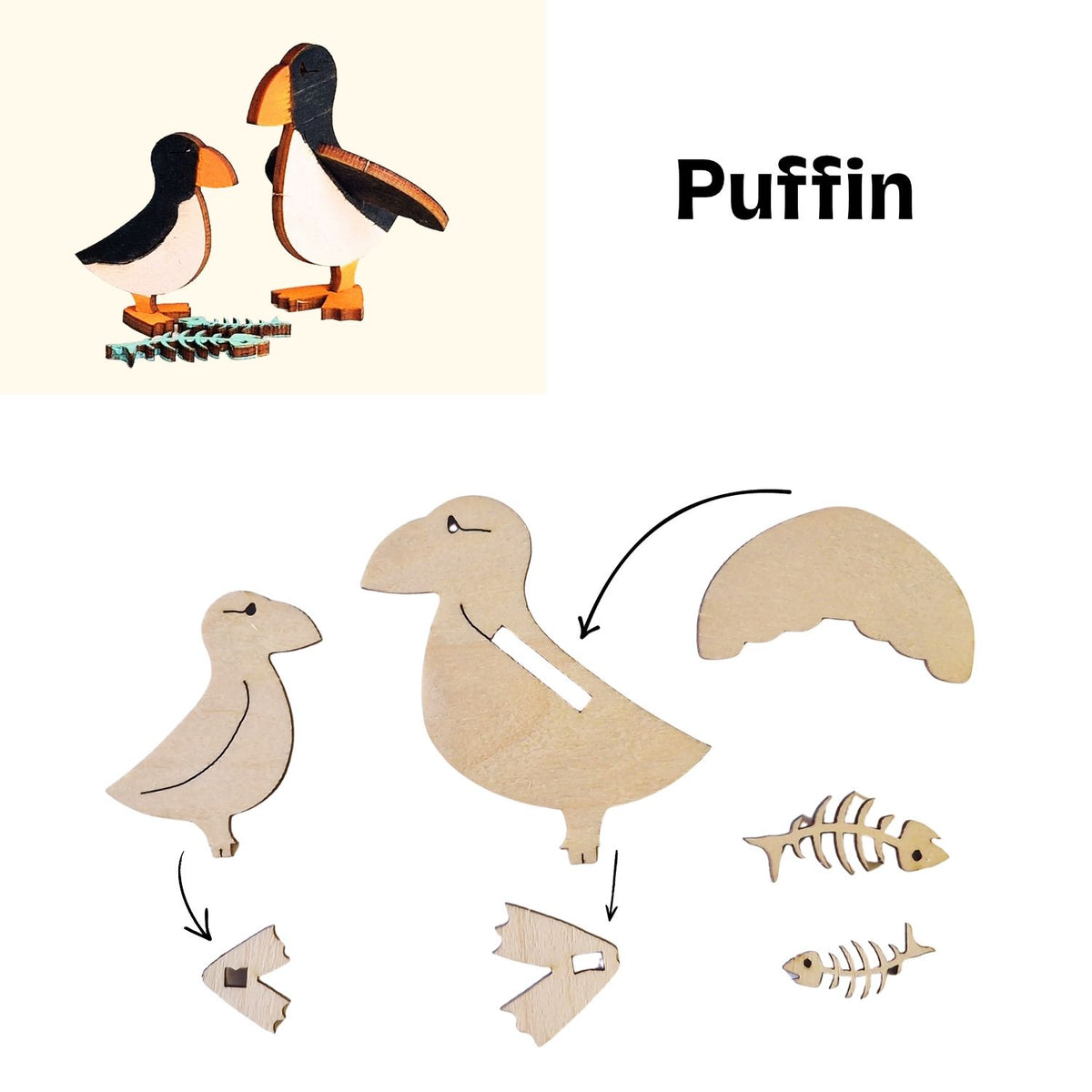 Assembly instructions for the Puffin Wooden Craft Kit